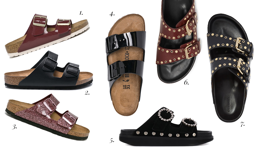 Selection of Birkenstock and Isabel Marant flats shopping
