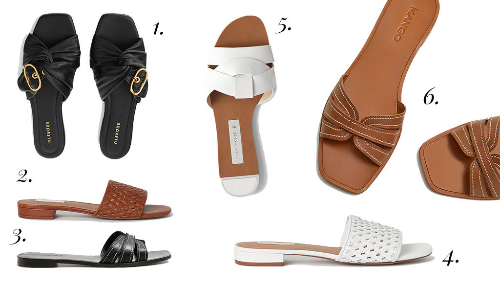 Selection of flat sandals Saint Laurent and Mango