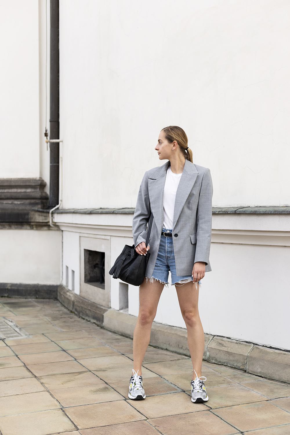 Blazer and sneakers. Athleisure outfit